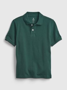 Made with 100% organically grown cotton.  Organic cotton is better for people and the environment because it's grown without the use of harmful synthetic pesticides and fertilizers.  Soft woven knit.  Spread collar, buttons at front.  Short sleeves.