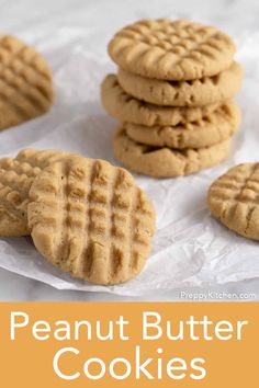 peanut butter cookies stacked on top of each other with the words, how to make peanut butter cookies