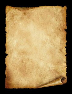 an old parchment paper with a rolled up scroll on the bottom and a black background