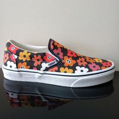 Vans Men's Classic Slip-On Flower Canvas Sneaker In Nice Black / Multicolor ~ The Classic Slip-On Is Known Worldwide For Its Comfortable Silhouette, Easy Wearability, And Beloved Design :) Retail Market: $80 Style: Unisex Condition: Brand New With Tag & Without Original Shoe Box Men's Size: 9 Vans Floral Print Sneakers For Summer, Vans Floral Print Summer Sneakers, Retro Black Sneakers For Summer, Multicolor Slip-on Sneakers With Floral Print, Black Vans Sneakers For Summer, Vans Low-top Floral Print Sneakers, Black Floral Print Sneakers For Spring, Canvas Shoes Diy, Shoes Diy