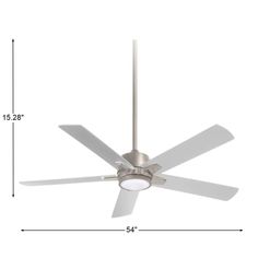 the ceiling fan is shown with measurements for each blade and two blades on one side