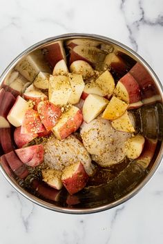 the food is prepared and ready to be put in the pot on the counter top