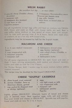 an old recipe for macaroni and cheese is shown in the menu, with instructions