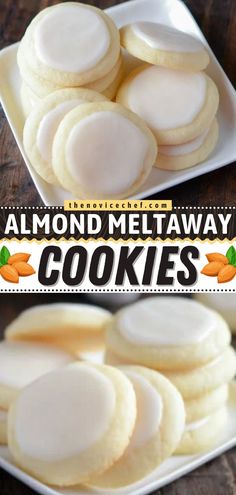 Almond Meltaway Cookies, cookies, desserts Almond Meltaway Cookies, Meltaway Cookies, Almond Shortbread, Baking List, Cookies Easy, Almond Flavor, Almond Cookies, Icing Recipe