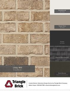 a brick wall with different colors and materials to choose from, including grays, browns,