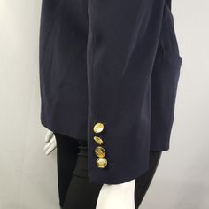 "Austin Reed Navy Blue Blazer 18\" across 26\" long 23\" sleeves Pockets Gold buttons Shoulder pads * Please review all shop policies before completing transaction. All sales final. No returns or exchanges. Price is final. * Bundle up for combined shipping. * Instagram @vintagerunsdeepshop" Navy Blazer With Button Cuffs, Navy Long Sleeve Blazer With Button Cuffs, Blue Long Sleeve Blazer With Button Cuffs, Functional Button-up Blazer For Workwear, Formal Blue Outerwear With Snap Buttons, Blue Blazer With Button Cuffs For Office, Blue Blazer With Snap Buttons For Office, Blue Buttoned Career Outerwear, Career Blue Buttoned Outerwear