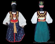 Discounts available when buying 3 or more items in one shopping trip - please e-mail for a coupon code. Note that international shipping will be less that the posted amount when buying multiple items. Foreign buyers are encouraged to send an e-mail for an exact quote.ITEM DESCRIPTION:Traditional Rusyn woman’s costume from the village of Torysky in eastern Slovakia. The skirt is made from heavy green felted wool, likely indicating that it would have been worn primarily on the second day of major Folklore Fashion, Red Shawl, Embroidered Apron, National Dress, Folk Dresses, Medieval Clothing, Handmade Lace, Traditional Fashion, Folk Costume