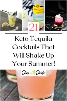 Collage of 4 keto tequila cocktails. Keto Tequila Drinks Easy, Tequilla Cocktails, Drinks Made With Tequila, Cocktail Shaker Recipes, Tequila Drinks Easy, Tequila Cocktail Recipes, Clean Cocktails, Tequila Drinks Recipes, After Dinner Cocktails