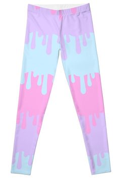 Super stretchy and durable polyester full-length leggings. Vibrant high-quality sublimation print across the front and back. Size range XXS-XL. A simple repeating pastel drip. Pastel goth style. Pastel Punk Fashion, Candy Outfits, Cupcake Aesthetic, Pastel Goth Leggings, Pastel Goth Style, Cute Pastel Outfits, Pastel Clothes, Pastel Punk