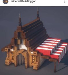 an image of a house made out of wood and bricks with the flag painted on it