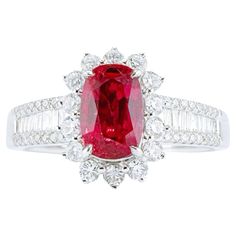 Guild Certified No-Heat Pigeon Blood Red Ruby 18K Gold Ring with Diamonds 1 No-Heat Pigeon Blood Red Ruby 1.15 CT Guild Certification Diamonds - 0.482 CT 18K Gold - 4.26 GM Red Ruby Ring, 18k Gold Ring, Blood Red, No Heat, Red Ruby, Ruby Ring, Pigeon, Paloma, Diamond Rings