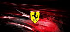 the ferrari logo on a red and black background