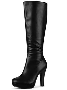 PRICES MAY VARY. 👢Vamp: Faux Leather; Outsole: Rubber; Heel: ABS 👢Red Knee High, Black Platform Boots, Block Heels, Round Toe, Zip Closure, Thigh High Boot 👢These knee high boots are paired well with dress, skirt and jeans 👢Please check the size measurement chart before ordering 👢Heel Height: 4 1/3 inches; Shaft Height: 14 inches; Platform Height: 1 inches These knee-high chunky heel platform boots suitable for Halloween Christmas party with round toe and zip closure, act as a great versati High Black Platform Boots, How To Wear Thigh High Boots, Chunky Heel Platform Boots, Platform Knee High Boots, Long Black Boots, Black Leather Knee High Boots, Leather High Heel Boots, Black High Boots, Thigh Boots