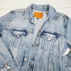 Super Cute Jean Jacket. Lightly Distressing All Over. Light Wash. New No Tags Size Small Ripped Relaxed Fit Outerwear For Fall, Everyday Long Sleeve Distressed Denim Jacket, Washed Blue Distressed Relaxed Fit Outerwear, Casual Distressed Outerwear For Work, Distressed Washed Blue Button-up Outerwear, Blue Distressed Long Sleeve Outerwear, Long Sleeve Distressed Blue Outerwear, Distressed Washed Blue Long Sleeve Outerwear, Blue Distressed Button-up Outerwear