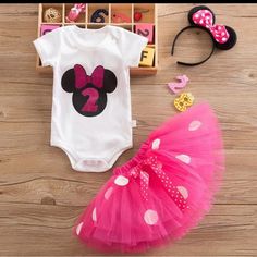 Minnie Mouse Dress Size 24 Months Birthday Tutu Outfit 3 Pieces 2 Year Old New Fits 2 Year Old New With Tags Headband And Tutu Onesie Minnie Mouse Tutu Dress Pink, Tutu Minnie, Girls Holiday Outfit, Baby Birthday Dress, Toddler Girl Summer