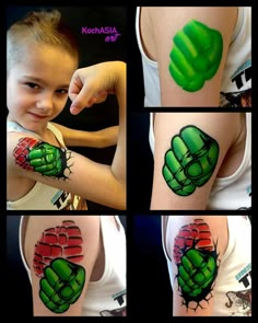 Hulk Face, Superhero Face Painting, Professional Face Paint, Cheek Art, Painting Station, Arm Painting