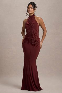 Arietta | Port High-Neck Ruched Fishtail Maxi Dress High Neck Ruched Maxi Dress For Evening, Ruched High Neck Maxi Dress For Evening, Fitted High Neck Ruched Maxi Dress, Fitted High Neck Maxi Dress With Ruched Details, Fishtail Maxi Dress, Club L London, Ruched Maxi Dress, Black Dress Prom, Black Tie Gala