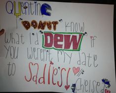 a sign with writing on it that says, don't dew what do you want my date to salsa?