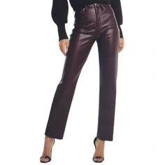 Express Straight Ankle High Rise Faux Leather Pants Color: Dark Purple 2835 A High Waisted Pant In Faux Leather Material And A Modern Straight Fit. These Pants Offer The Perfect Silhouette And Are An Excellent Pick For The Fall Season. Pair With Sneakers Or Your Favorite Heels For Perfect Styling. Features & Fabric High Waisted Five Pocket Styling; Belt Loops; Button And Zip Fly Faux Vegan Leather; Straight Leg Size 2r Brand New With Tags! Approximate Measurements: Waist: 14” Across Rise: 11” Inseam: 27” Faux Leather Straight Leg Pants For Business Casual, Business Casual Faux Leather Straight Leg Pants, Trendy Straight Leg Leather Pants For Office, Business Casual Leather Pants Straight Leg For Fall, Sleek Straight Leg Fall Bottoms, Sleek Straight Leg Bottoms For Fall, Sleek High Rise Pants For Fall, Sleek Straight-leg Fall Bottoms, Sleek Brown Leather Pants For Night Out