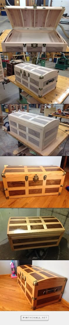 several different types of wooden boxes stacked on top of each other in various stages of construction