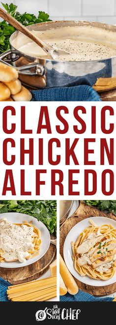 the classic chicken alfredo recipe is ready to be eaten