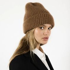 Janessa Leone | Nwt | Piper Beanie Hat | Color Whiskey Received As A Christmas Gift, Never Worn, Already Own. Non Smoker, No Pets Warm Fall Bonnet, Classic Soft Knit Hat For Fall, Classic Beanie Hats For Fall, Classic Beanie For Fall, Fitted Winter Bonnet, Fitted Soft Knit Hat For Everyday, Everyday Fall Beanie, Brown Soft Knit Hat For Fall, Soft Knit Fall Hats