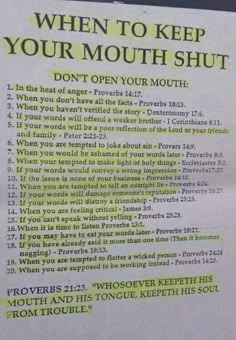 a sign that says when to keep your mouth shut don't open your mouth