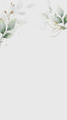 a white background with green leaves and watercolors on the bottom right corner is an empty space for text