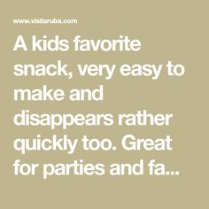 A kids favorite snack, very easy to make and disappears rather quickly too. Great for parties and family reunions. Aruba Hotels, Visit Aruba, Family Reunions, Favorite Snack, Cheese Recipes, Aruba, Favorite Child, Family Reunion, Fun Things To Do