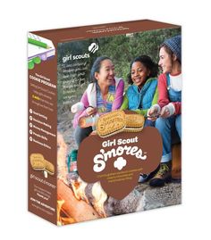 the girl scout s'mores box contains cookies and marshmallows