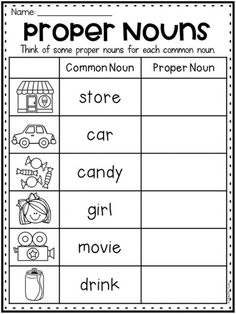 proper and proper words worksheet for kids