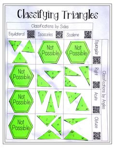 a chart with different shapes and numbers on it, including triangles that are not possible