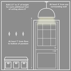 a diagram showing the height and width of an outdoor light with measurements for each fixture