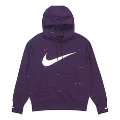 Men's Nike Sportswear Swoosh Athleisure Casual Sports Printing Logo Purple Pullover DA0111-525 Winter Athleisure Sweatshirt With Logo, Nike Sports Hoodie With Logo Print, Nike Sweats For Sports In Winter, Nike Sweats For Winter Sports, Sportswear Sweatshirt For Gym, Sporty Winter Sweatshirt With Logo, Sporty Winter Sweatshirt With Logo Detail, Sporty Sweats For Sports, Sporty Winter Sweats For Sports