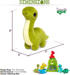 the stuffed toy is next to its size and features an image of a green snake