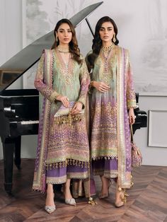 Brand: BaroqueProduct Code: BQU-CH12-D08Collection: Chantelle Vol-12 Unstitched Luxury Formals CollectionFabric: Chiffon DESIGN DETAILS: Embroidered Handwork Digital Printed Chiffon Front (1 Yard) Embroidered Handwork Neckline Organza Patch ( 1 Pc ) Embroidered Silk Neckline Border (1.08 Yards) Embroidered Digital Printed Chiffon Back (1 Yard) Embroidered Silk Front & Back Border (3) (1.80 Yards) Embroidered Digital Printed Chiffon Sleeves (1.44 Yards) Embroidered Silk Sleeves Border (1.50 Yard) Suit Plazo, Pakistani Designer Clothes, Sequence Embroidery, Asian Designers, Pakistani Party Wear, Heavy Work, Chiffon Collection, Embroidered Chiffon, Party Kleidung