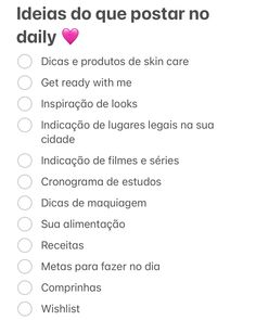 a list with the words idelis do que postar no daily