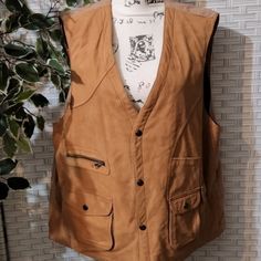 Nwot Soft Suede Fishing Style Vest In A Rich Caramel Color Size Large- Never Used! Brown Spring Outdoor Tops, Classic Brown Top For Outdoor, Classic Brown Tops For Outdoor, Fishing Vest, Style Vest, Mens Zip Hoodie, Tan Plaid, Tech Shirt, Twill Shirt