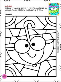 a coloring page with an image of a smiling face