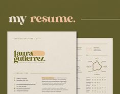 two resumes with the words my resume written in green and yellow on top of them