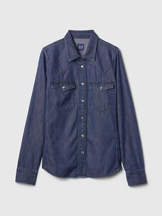 Denim Western Shirt | Gap Denim Western Shirt, Tencel Denim, Western Denim Shirt, Brand Collaboration, Gap Denim, Western Shirt, Western Shirts, Denim Shirt, Western Fashion