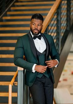 Custom Design Dark Green 3 Piece Suit Men Wedding Tuxedos Excellent Bl – VAKKV-SHOP Green 3 Piece Suit Men, 3 Piece Suit Men Wedding, Green 3 Piece Suit, 3 Piece Suit Men, Green Suit Men, Green Wedding Suit, Costume Vert, Prom Blazers, Green Tuxedo