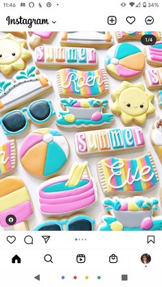 the instagram page is filled with cookies and decorated like beach related items for summer fun