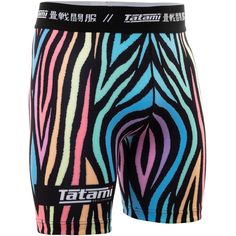 a colorful zebra print boxer shorts with the word tatam written on it in chinese