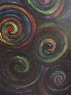 an abstract painting with swirls on it