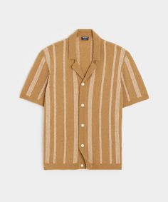 Retro vibes abound in this cabana-inspired sweater polo — think 60s leading man vacationing by the shore. It has a relaxed, straight fit that’s perfect for layering: try wearing it open over a tee or tank on warm days, or add a colorful pop beneath a jacket or sport coat when the weather’s cooler. It’s knit from wool blend yarn that’s very soft, light and plush — a nubby texture with none of the roughness boucle can sometimes have. 80% Wool, 20% Recycled Nylon Notched Lapel Full-Placket 1x1 Rib Trim Side Seam Vents Made in China Dry clean or hand wash cold. Do not machine wash (even if your machine has a "Hand Wash" setting). Do not bleach. Do not tumble dry; lay flat to dry. Cool iron inside out if needed.  Learn more about caring for your wool sweaters Style SW3750139 Sweaters Style, Sweatshorts Shorts, Tuxedo Shirt Dress, Sweater Polo, Todd Snyder, Linen Suits, Cashmere Accessories, Linen Tshirts, Slim Fit Suits