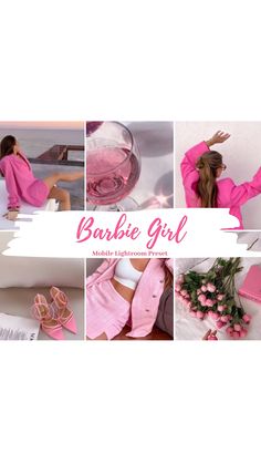 a collage of photos with pink clothes and accessories for barbie doll dolls in it