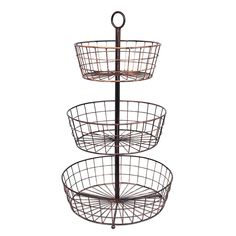 three tiered metal basket holder on wheels