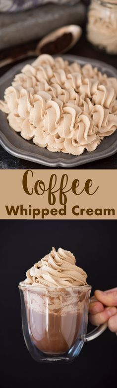 coffee whipped cream in a glass dish