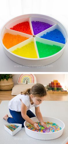 Waterbeads are so much fun for sensory play! Preschool Set Up, Sand Tray, Rainbow Rice, Tub Ideas, Sand Play, Preschool Arts And Crafts